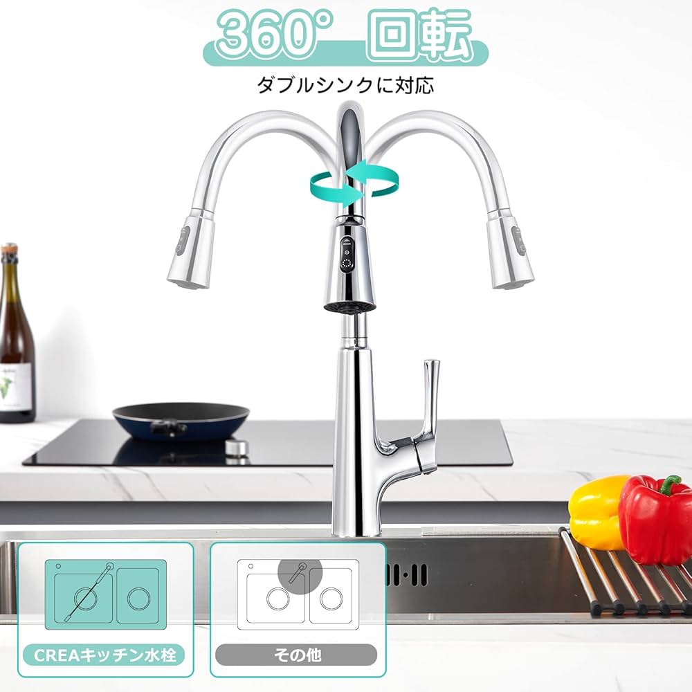 CREA タッチレス水栓 キッチン水栓 自動水栓 キッチン蛇口 混合水栓 Amazon | CREA タッチレス水栓 キッチン水栓 自動水栓 キッチン